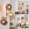 Modern Cluster Wall Light Gastor with Vertical Smoke and Amber Glass Shades, 3-Light