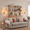 Cluster Wall Light Gastor, 2-Piece Set with Three Vertical Smoke and Amber Glass Shades