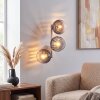 Modern cluster wall light Koyoto with three smoke and clear glass shades
