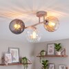 Cluster ceiling light Koyoto with three glass shades in smoke-coloured, amber and clear