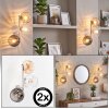 Modern globe wall light Koyoto, 2-piece set, three stacked glass shades, beside a mirror