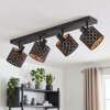 Modern Ceiling light Tallaboa with four black-and-gold geometric lattice shades