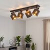 Modern Ceiling light Tallaboa with four black-and-gold geometric lattice shades