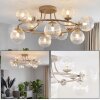 Modern cluster ceiling light Chehalis with 12 clear ribbed glass shades