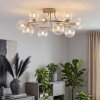 Modern cluster ceiling light Chehalis with 12 clear ribbed glass shades