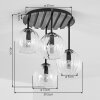 Modern cluster ceiling light Koyoto with wood-slat canopy and 4 smoke-coloured glass shades