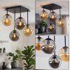 Modern Cluster Ceiling Light Gastor with 4 Amber and Smoke Glass Shades