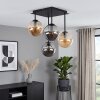 Modern Cluster Ceiling Light Gastor with 4 Amber and Smoke Glass Shades