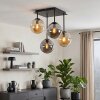 Modern Cluster Ceiling Light Gastor with 4 Amber and Smoke Glass Shades