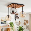 Ecru Boho cluster ceiling light Koyoto, five glass shades in amber, chrome, smoke and clear