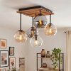 Ecru Boho cluster ceiling light Koyoto, five glass shades in amber, chrome, smoke and clear
