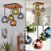 Cluster Ceiling Light Koyoto with five colourful glass shades in blue, green and coppery