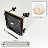 Modern cluster ceiling light Koyoto, wooden slat canopy, 5 clear amber glass shades