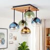 Modern cluster ceiling light Koyoto with 5 blue, green, gold and clear glass shades
