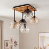 Cluster ceiling light Koyoto with wooden slat panel and 5 hanging shades for the dining table
