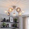 Modern Cluster Ceiling Light Koyoto with seven glass shades in amber, smoke and clear