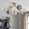 Modern Cluster Ceiling Light Koyoto with seven glass shades in amber, smoke and clear