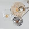 Modern Cluster Ceiling Light Koyoto with seven glass shades in amber, smoke and clear