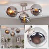 Modern cluster ceiling light Koyoto, 3 smoke-coloured glass shades, frame in sand