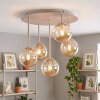 Modern Cluster ceiling light Chehalis with five amber glass shades in staggered heights