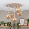 Modern Cluster ceiling light Chehalis with five amber glass shades in staggered heights