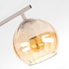 Retro cluster ceiling light Koyoto with 4 amber glass shades in a linear arrangement