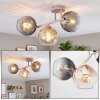 Cluster Ceiling Light Koyoto with three branching arms and rippled glass shades