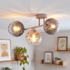 Cluster Ceiling Light Koyoto with three branching arms and rippled glass shades
