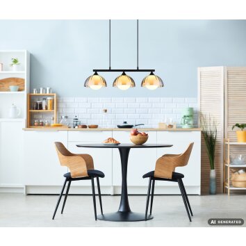 NOWA Eva 3-Light Pendant Light, 70 cm length, G9, for Dining Room and Kitchen