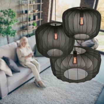 Steinhauer Sable drum pendant lamp, hanging lamp, round, 55 cm, E27, modern