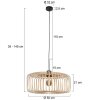 Steinhauer Pendant Light Sparkled Light, round wooden cage, height-adjustable, Length 50 cm