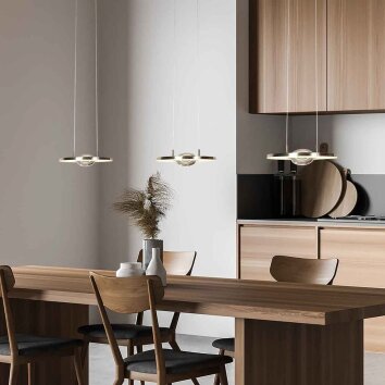 Steinhauer LED Pendant Light Soleil, adjustable, warm white 2700 Kelvin, steel-white shades