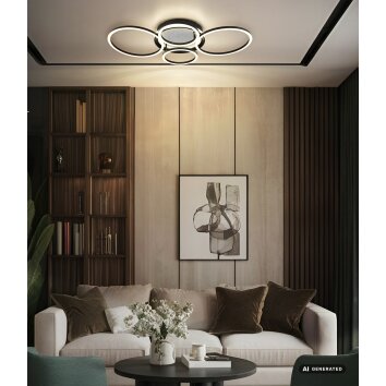 Globo Alvis LED ring ceiling light, modern round flush mount, 5710 lm 4000 K 40 W