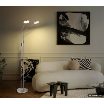 Globo Silvio LED Floor Standing Lamp, dual-head Reading Lamp, 1400 lm, 2700-4000 K