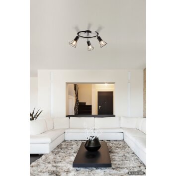 Toni 3-Light Round Ceiling Light Fixture with Cage Shades, E14 Sockets, Modern