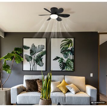 Globo Delores LED ceiling fan with light, modern for living and dining areas