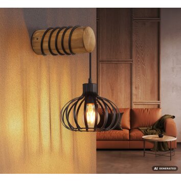 Globo Caldwell wall light, wall lamp with cord switch, cage shade, E27, industrial