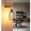 Globo Berti industrial wall light with cage, log-style mount, E27, 40 W, cord switch