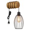 Globo Berti industrial wall light with cage, log-style mount, E27, 40 W, cord switch