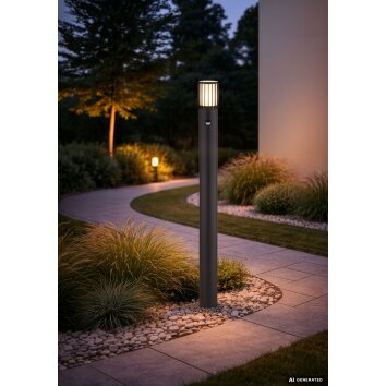 Globo Mervin Modern Bollard Light with Motion Sensor, Outdoor Path Light