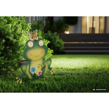 Globo FLAUGI Frog solar garden light with crown outdoor LED 3000K 6W 104-light