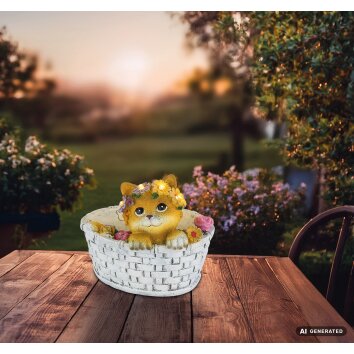 Globo Solar Cat Flower Basket Modern Outdoor Solar Light LED 3500 Kelvin 8 Watt