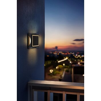 Globo AKRON LED Modern Square Solar Wall Light with Switch for Outdoor Path Lighting
