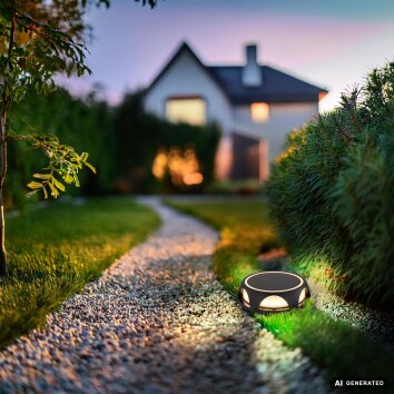 Globo AKRON LED Solar Wall Light, Outdoor Path Lighting, Modern Round