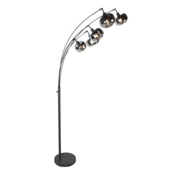 Steinhauer modern Arc floor lamp Bambus with five adjustable arms and Ecru shades