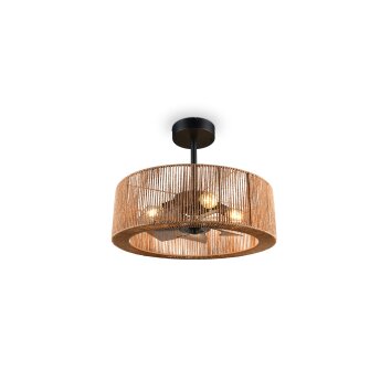 Reality Round Ceiling Fan Light Smillum with remote control, 3 fan speeds, openwork weave