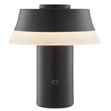 Brilliant modern LED table lamp Kinich with a layered white conical shade