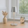 Brilliant modern LED conical table lamp Elora, 2700 Kelvin warm white, silver shade