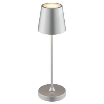 Brilliant modern LED conical table lamp Elora, 2700 Kelvin warm white, silver shade
