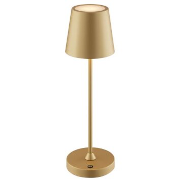 Brilliant LED table lamp Elora, modern tapered gold shade, warm white 2700 Kelvin